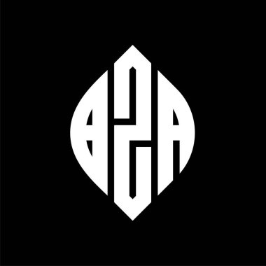 Çember ve elips şekilli BZA daire harf logosu tasarımı. Tipografik tarzda BZA elips harfleri. Üç baş harf daire şeklinde bir logo oluşturuyor. BZA Çember Amblemi Soyut Monogram Harf İşaretleyici Vektörü.
