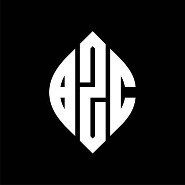 Çember ve elips şekilli BZC daire harf logosu tasarımı. Tipografik biçimli BZC elips harfleri. Üç baş harf daire şeklinde bir logo oluşturuyor. BZC Çember Amblemi Soyut Monogram Harf İşaretleyici Vektörü.