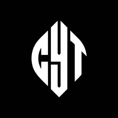 Çember ve elips şekilli CYT daire harf logosu tasarımı. Tipografik biçimli CYT elips harfleri. Üç baş harf daire şeklinde bir logo oluşturuyor. CYT Çember Amblemi Soyut Monogram Harf İşaretleyici Vektörü.