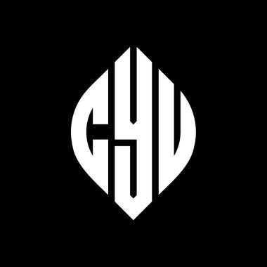 Çember ve elips şekilli Cyu daire harf logosu tasarımı. CYU elips harfleri tipografik tarzda. Üç baş harf daire şeklinde bir logo oluşturuyor. CYU Çember Amblemi Soyut Monogram Harf İşaretleyici Vektörü.
