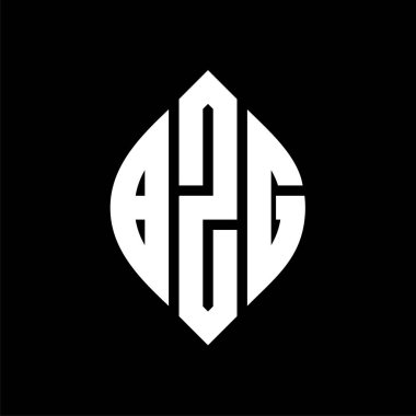 Çember ve elips şekilli BZG daire harf logosu tasarımı. Tipografik biçimli BZG elips harfleri. Üç baş harf daire şeklinde bir logo oluşturuyor. BZG Çember Amblemi Soyut Monogram Harf İşaretleyici Vektörü.