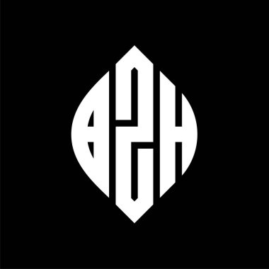 Çember ve elips şekilli BZH daire harf logosu tasarımı. Tipografik biçimli BZH elips harfleri. Üç baş harf daire şeklinde bir logo oluşturuyor. BZH Çember Amblemi Soyut Monogram Harf İşaretleyici Vektörü.