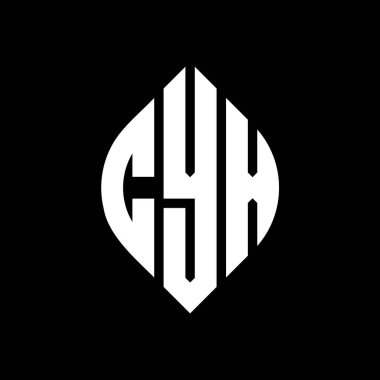 Çember ve elips şekilli CYX daire harf logosu tasarımı. Tipografik biçimli CYX elips harfleri. Üç baş harf daire şeklinde bir logo oluşturuyor. CYX Çember Amblemi Soyut Monogram Harf İşaretleyici Vektörü.