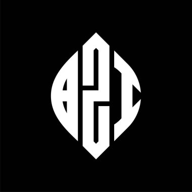 Çember ve elips şekilli BZI daire harf logosu tasarımı. Tipografik tarzda BZI elips harfleri. Üç baş harf daire şeklinde bir logo oluşturuyor. BZI Çemberi Amblemi Soyut Monogram Harf İşaretleyici Vektörü.