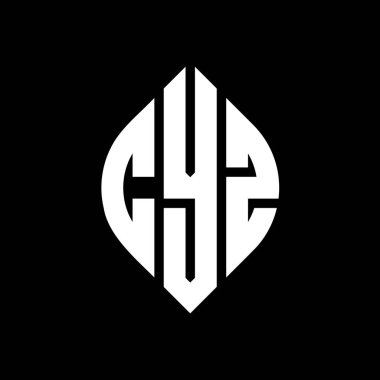 Çember ve elips şekilli CYZ daire harf logosu tasarımı. Tipografik biçimli CYZ elips harfleri. Üç baş harf daire şeklinde bir logo oluşturuyor. CYZ Çember Amblemi Soyut Monogram Harf İşaretleyici Vektörü.