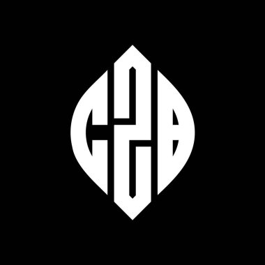 Dairesel ve elips şekilli CZB daire harf logosu tasarımı. Tipografik biçimli CZB elips harfleri. Üç baş harf daire şeklinde bir logo oluşturuyor. CZB Çember Amblemi Soyut Monogram Harf İşaretleyici Vektörü.
