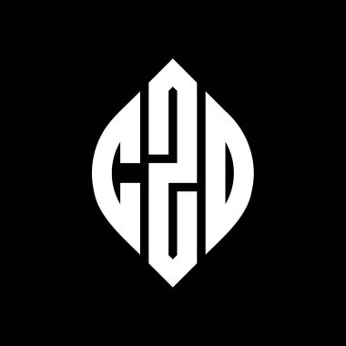 Dairesel ve elips şekilli CZD daire harf logosu tasarımı. Tipografik biçimli CZD elips harfleri. Üç baş harf daire şeklinde bir logo oluşturuyor. CZD Çember Amblemi Soyut Monogram Harf İşaretleyici Vektörü.