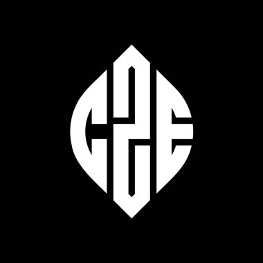 Daire ve elips şekilli CZE daire harf logosu tasarımı. Tipografik biçimli CZE elips harfleri. Üç baş harf daire şeklinde bir logo oluşturuyor. CZE Çember Amblemi Soyut Monogram Harf İşaretleyici Vektörü.