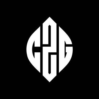 Dairesel ve elips şekilli CZG daire harfli logo tasarımı. Tipografik biçimli CZG elips harfleri. Üç baş harf daire şeklinde bir logo oluşturuyor. CZG Çember Amblemi Soyut Monogram Harf İşaretleyici Vektörü.