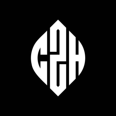 Çember ve elips şekilli CZH daire harf logosu tasarımı. Tipografik biçimli CZH elips harfleri. Üç baş harf daire şeklinde bir logo oluşturuyor. CZH Çember Amblemi Soyut Monogram Harf İşaretleyici Vektörü.