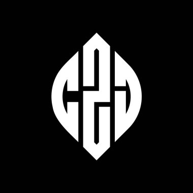 ÇZJ daire şeklinde ve elips şekilli harf logosu tasarımı. Tipografik biçimli CZJ elips harfleri. Üç baş harf daire şeklinde bir logo oluşturuyor. CZJ Çember Amblemi Soyut Monogram Harf İşaretleyici Vektörü.