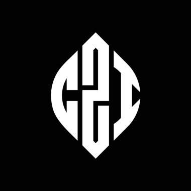 ÇZI daire harf logosu dizaynı. Çember ve elips şeklinde. Tipografik şekilli CZI elips harfleri. Üç baş harf daire şeklinde bir logo oluşturuyor. CZI Çember Amblemi Soyut Monogram Harf İşaretleyici Vektörü.