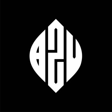 Çember ve elips şekilli BZV daire harf logosu tasarımı. Tipografik biçimli BZV elips harfleri. Üç baş harf daire şeklinde bir logo oluşturuyor. BZV Çember Amblemi Soyut Monogram Harf İşaretleyici Vektörü.