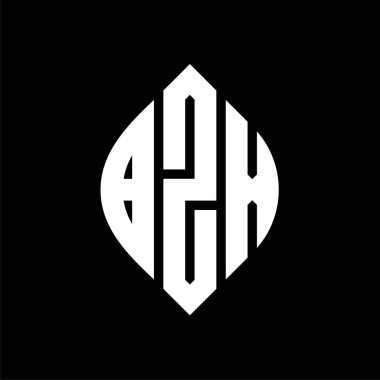 Çember ve elips şekilli BZX daire harf logosu tasarımı. Tipografik biçimli BZX elips harfleri. Üç baş harf daire şeklinde bir logo oluşturuyor. BZX Çember Amblemi Soyut Monogram Harf İşaretleyici Vektörü.