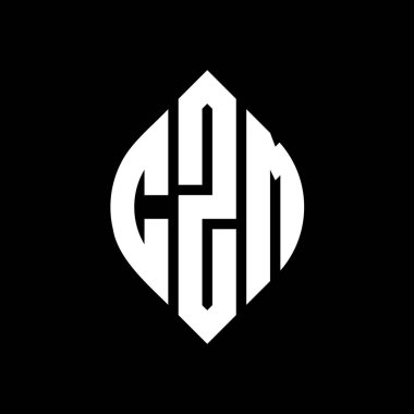 Çember ve elips şekilli CZM daire harf logosu tasarımı. Tipografik biçimli CZM elips harfleri. Üç baş harf daire şeklinde bir logo oluşturuyor. CZM Çember Amblemi Soyut Monogram Harf İşaretleyici Vektörü.