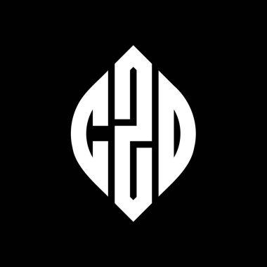 ÇZO yuvarlak harf logosu dizaynı. Çember ve elips şeklinde. Tipografik biçimli CZO elips harfleri. Üç baş harf daire şeklinde bir logo oluşturuyor. CZO Çemberi Amblemi Soyut Monogram Harf İşaretleyici Vektörü.