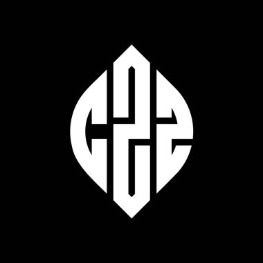 ÇZZ daire harf logosu dizaynı, daire ve elips şeklinde. Tipografik biçimli CZZ elips harfleri. Üç baş harf daire şeklinde bir logo oluşturuyor. CZZ Çember Amblemi Soyut Monogram Harf İşaretleyici Vektörü.