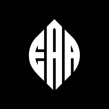 Çember ve elips şekilli EAA daire harf logosu tasarımı. Typographic tarzında EAA elips harfleri. Üç baş harf daire şeklinde bir logo oluşturuyor. EAA Çemberi Amblemi Soyut Monogram Harfi Mark Vector.Çember ve ellip ile EAA daire harf logosu tasarımı