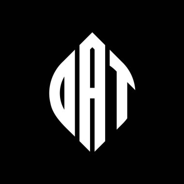 Daire ve elips şekilli DAT daire harf logosu tasarımı. Tipografik biçimli DAT elips harfleri. Üç baş harf daire şeklinde bir logo oluşturuyor. DAT Çemberi Amblemi Soyut Monogram Harf İşaretleyici Vektörü.