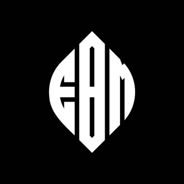 Çember ve elips şekilli EBM daire harf logosu tasarımı. Typographic tarzında EBM elips harfleri. Üç baş harf daire şeklinde bir logo oluşturuyor. EBM Çemberi Amblemi Soyut Monogram Harf İşaretleyici Vektörü.
