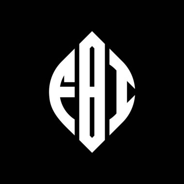 Dairesel ve elips şekilli FBI daire harf logosu tasarımı. FBI elips mektupları tipografik tarzda. Üç baş harf daire şeklinde bir logo oluşturuyor. FBI Çember Amblemi Soyut Monogram Harf İşaretleme Vektörü.