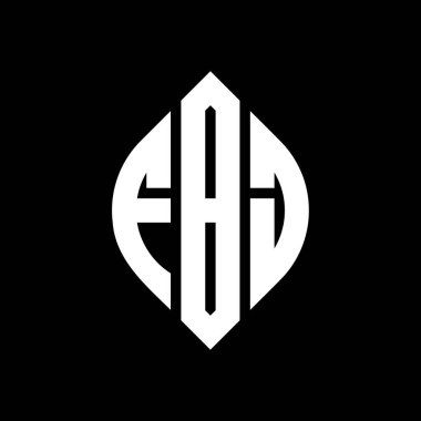 Çember ve elips şekilli FBJ daire harf logosu tasarımı. FBJ elips harfleri tipografik tarzda. Üç baş harf daire şeklinde bir logo oluşturuyor. FBJ Çember Amblemi Soyut Monogram Harf İşaretleyici Vektörü.