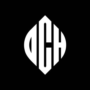 Daire ve elips şekilli DCH daire harf logosu tasarımı. Tipografik biçimli DCH elips harfleri. Üç baş harf daire şeklinde bir logo oluşturuyor. DCH Çemberi Amblemi Soyut Monogram Harf İşaretleme Vektörü.