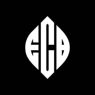 Çember ve elips şekilli ECB daire harf logosu tasarımı. ECB elips harfleri tipografik tarzda. Üç baş harf daire şeklinde bir logo oluşturuyor. ECB Çember Amblemi Soyut Monogram Harf İşaretleyici Vektörü.