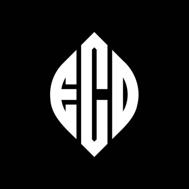 Çember ve elips şekilli ECD daire harf logosu tasarımı. Tipografik biçimli ECD elips harfleri. Üç baş harf daire şeklinde bir logo oluşturuyor. ECD Çemberi Amblemi Soyut Monogram Harf İşaretleyici Vektörü.