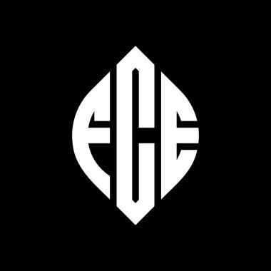 Çember ve elips şekilli FCE daire harf logosu tasarımı. Tipografik biçimli FCE elips harfleri. Üç baş harf daire şeklinde bir logo oluşturuyor. FCE Çember Amblemi Soyut Monogram Harf İşaretleyici Vektörü.