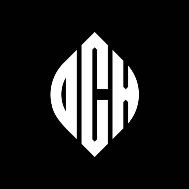 Daire ve elips şekilli DCX daire harf logosu tasarımı. Tipografik biçimli DCX elips harfleri. Üç baş harf daire şeklinde bir logo oluşturuyor. DCX Çember Amblemi Soyut Monogram Harf İşaretleyici Vektörü.