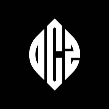 Daire ve elips şekilli DCZ daire harf logosu tasarımı. Tipografik biçimli DCZ elips harfleri. Üç baş harf daire şeklinde bir logo oluşturuyor. DCZ Çember Amblemi Soyut Monogram Harf İşaretleyici Vektörü.