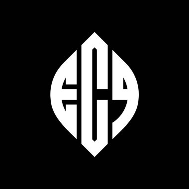 Çember ve elips şekilli ECQ daire harf logosu tasarımı. ECQ elips harfleri tipografik tarzda. Üç baş harf daire şeklinde bir logo oluşturuyor. ECQ Çemberi Amblemi Soyut Monogram Harf İşaretleyici Vektörü.