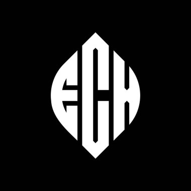 Çember ve elips şekilli ECX daire harf logosu tasarımı. ECX elips harfleri tipografik tarzda. Üç baş harf daire şeklinde bir logo oluşturuyor. ECX Çember Amblemi Soyut Monogram Harf İşaretleyici Vektörü.