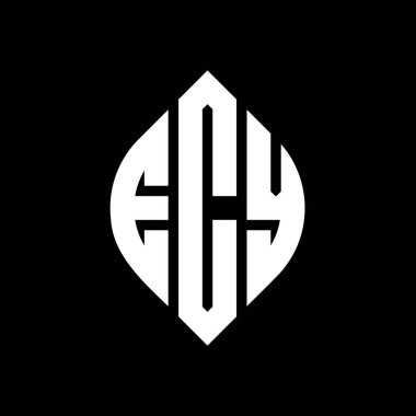 Çember ve elips şekilli ECY daire harf logosu tasarımı. ECY elips harfleri tipografik tarzda. Üç baş harf daire şeklinde bir logo oluşturuyor. ECY Çember Amblemi Soyut Monogram Harf İşaretleyici Vektörü.