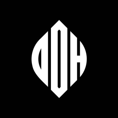 Daire ve elips şekilli DDH daire harf logosu tasarımı. Tipografik biçimli DDH elips harfleri. Üç baş harf daire şeklinde bir logo oluşturuyor. DDH Çember Amblemi Soyut Monogram Harf İşaretleyici Vektörü.