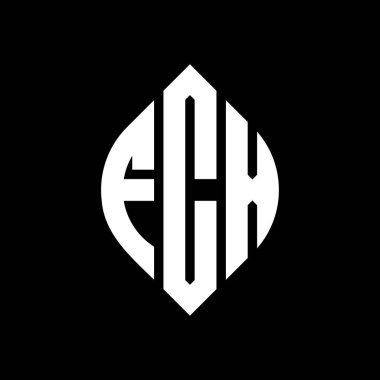 Çember ve elips şekilli FCX daire harf logosu tasarımı. Tipografik biçimli FCX elips harfleri. Üç baş harf daire şeklinde bir logo oluşturuyor. FCX Çember Amblemi Soyut Monogram Harf İşaretleyici Vektörü.