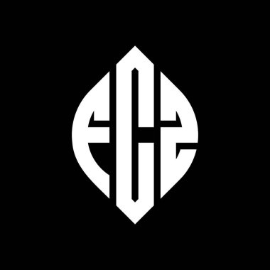 Çember ve elips şekilli FCZ daire harf logosu tasarımı. Tipografik biçimli FCZ elips harfleri. Üç baş harf daire şeklinde bir logo oluşturuyor. FCZ Çember Amblemi Soyut Monogram Harf İşaretleyici Vektörü.