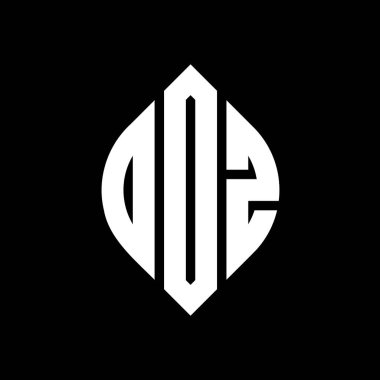 Daire ve elips şekilli DDZ daire harf logosu tasarımı. Tipografik biçimli DDZ elips harfleri. Üç baş harf daire şeklinde bir logo oluşturuyor. DDZ Çember Amblemi Soyut Monogram Harf İşaretleyici Vektörü.