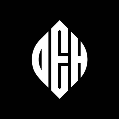 Çember ve elips şekilli DEH daire harf logosu tasarımı. Tipografik biçimli DEH elips harfleri. Üç baş harf daire şeklinde bir logo oluşturuyor. DEH Çember Amblemi Soyut Monogram Harf İşaretleyici Vektörü.