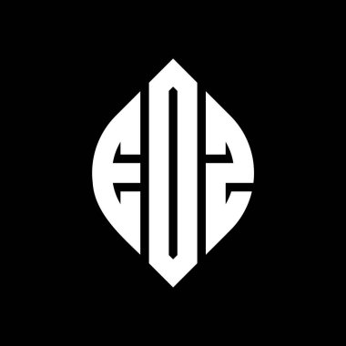 Çember ve elips şekilli EDZ daire harf logosu tasarımı. Tipografik biçimli EDZ elips harfleri. Üç baş harf daire şeklinde bir logo oluşturuyor. EDZ Çember Amblemi Soyut Monogram Harf İşaretleyici Vektörü.