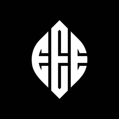 Çember ve elips şekilli EEE daire harf logosu tasarımı. Tipografik şekilli EEE elips harfleri. Üç baş harf daire şeklinde bir logo oluşturuyor. EEE Çember Amblemi Soyut Monogram Harf İşaretleme Vektörü.