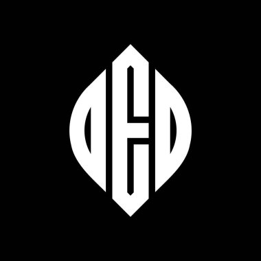 Çember ve elips şekilli DEO daire harf logosu tasarımı. Tipografik biçimli DEO elips harfleri. Üç baş harf daire şeklinde bir logo oluşturuyor. DEO Çemberi Amblemi Soyut Monogram Harf İşaretleyici Vektörü.