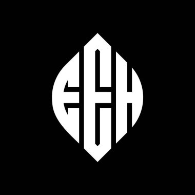 Çember ve elips şekilli EEH daire harf logosu tasarımı. Tipografik şekilli EEH elips harfleri. Üç baş harf daire şeklinde bir logo oluşturuyor. EEH Çemberi Amblemi Soyut Monogram Harf İşaretleme Vektörü.