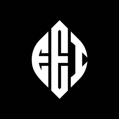 Çember ve elips şekilli EEI daire harf logosu tasarımı. Tipografik şekilli EEI elips harfleri. Üç baş harf daire şeklinde bir logo oluşturuyor. EEI Çember Amblemi Soyut Monogram Harf İşaretleyici Vektörü.