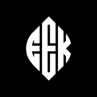 Çember ve elips şekilli EEK daire harf logosu tasarımı. Tipografik şekilli EEK elips harfleri. Üç baş harf daire şeklinde bir logo oluşturuyor. EEK Çember Amblemi Soyut Monogram Harf İşaretleme Vektörü.