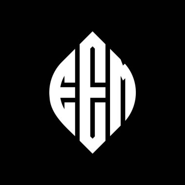 Çember ve elips şekilli EEM daire harf logosu tasarımı. Typographic tarzı elektromanyetik elips harfleri. Üç baş harf daire şeklinde bir logo oluşturuyor. EEM Çember Amblemi Soyut Monogram Harf İşaretleyici Vektörü.