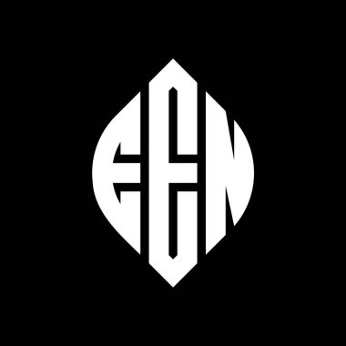 Çember ve elips şekilli EEN daire harf logosu tasarımı. Tipografik biçimli EEN elips harfleri. Üç baş harf daire şeklinde bir logo oluşturuyor. EEN Çember Amblemi Soyut Monogram Harf İşaretleme Vektörü.