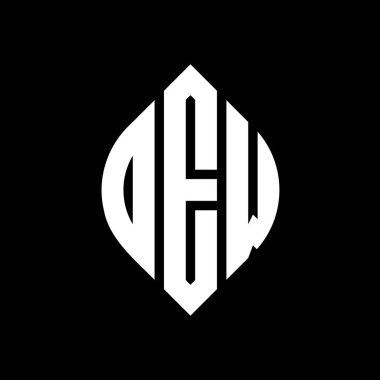 Daire ve elips şekilli DEW daire harf logosu tasarımı. Tipografik biçimli DEW elips harfleri. Üç baş harf daire şeklinde bir logo oluşturuyor. DEW Çemberi Amblemi Soyut Monogram Harf İşaretleyici Vektörü.
