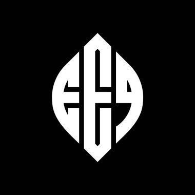 Çember ve elips şekilli EEQ daire harf logosu tasarımı. Typographic tarzında EEQ elips harfleri. Üç baş harf daire şeklinde bir logo oluşturuyor. EEQ Çemberi Amblemi Soyut Monogram Harf İşaretleyici Vektörü.